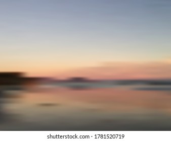 Blurred sunset vector background for screen saver, landing page. Summer concept. Empty frame, copy free space for text,  blog post, mobile app, pinkish, rey, and blue colors. Vector illustration, EPS