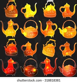 Blurred Tea  background . Tea Time. Suitable for ads, signboards, menu and web banner designs. Hand-sketched elements on soft background. 