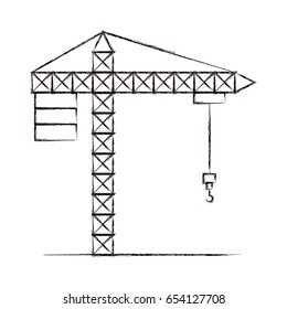 blurred thick contour crane machinery for construction vector illustration