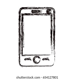 blurred thick contour modern smartphone tech vector illustration