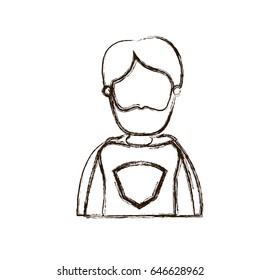 blurred thick silhouette caricature faceless half body super hero father with beard vector illustration