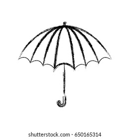 blurred thick silhouette of opened stripe umbrella vector illustration
