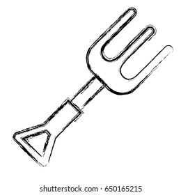 blurred thick silhouette of toy rake beach kit vector illustration