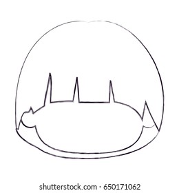 blurred thin silhouette of faceless head of little boy with mushroom hairstyle vector illustration