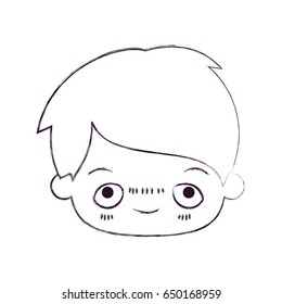 blurred thin silhouette of kawaii head of little boy with embarrassed facial expression vector illustration