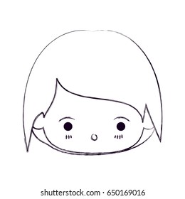 blurred thin silhouette of kawaii head of little boy with facial expression of surprise vector illustration