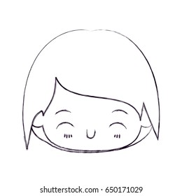 blurred thin silhouette of kawaii head of little boy with happiness facial expression vector illustration