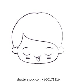 blurred thin silhouette of kawaii head of little boy with funny facial expression vector illustration