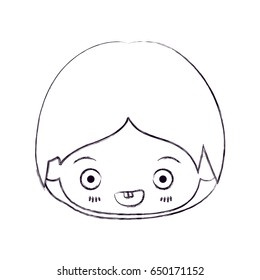 blurred thin silhouette of kawaii head of little boy smiling vector illustration