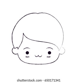 blurred thin silhouette of kawaii head of little boy with facial expression exhausted vector illustration