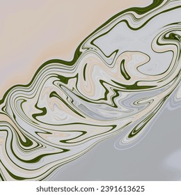 Blurred tones, posterized background consisting of an interweaving of curved shapes. A light gray background with green tones is blurred by a flow of acrylic liquid. Abstract background
