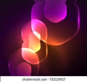 Blurred transparent hexagons on dark, digital abstract background. Hi-tech modern business or technology backdrop or presentation wallpaper