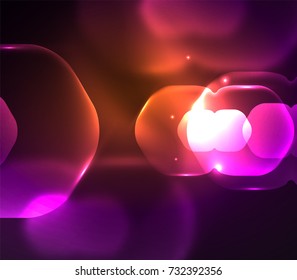 Blurred transparent hexagons on dark, digital abstract background. Hi-tech modern business or technology backdrop or presentation wallpaper