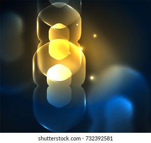 Unscharfe, transparente Hexagons auf dunklem, abstraktem Hintergrund. Hightech-Hintergrund für moderne Unternehmen oder Technologien oder Präsentationen