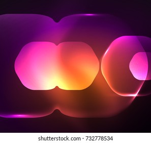 Blurred transparent hexagons on dark, digital abstract background. Hi-tech modern business or technology backdrop or presentation wallpaper