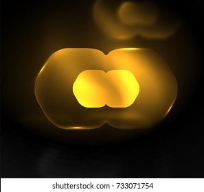 Blurred transparent hexagons on dark, digital abstract background. Hi-tech modern business or technology backdrop or presentation wallpaper