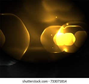 Blurred transparent hexagons on dark, digital abstract background. Hi-tech modern business or technology backdrop or presentation wallpaper