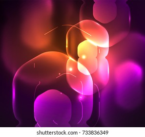 Blurred transparent hexagons on dark, digital abstract background. Hi-tech modern business or technology backdrop or presentation wallpaper