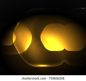 Blurred transparent hexagons on dark, digital abstract background. Hi-tech modern business or technology backdrop or presentation wallpaper