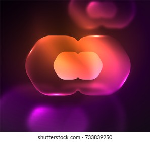 Blurred transparent hexagons on dark, digital abstract background. Hi-tech modern business or technology backdrop or presentation wallpaper