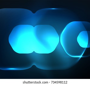 Blurred transparent hexagons on dark, digital abstract background. Hi-tech modern business or technology backdrop or presentation wallpaper