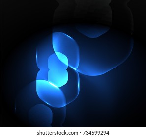 Blurred transparent hexagons on dark, digital abstract background. Hi-tech modern business or technology backdrop or presentation wallpaper