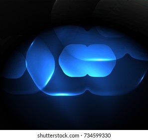 Blurred transparent hexagons on dark, digital abstract background. Hi-tech modern business or technology backdrop or presentation wallpaper