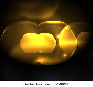Blurred transparent hexagons on dark, digital abstract background. Hi-tech modern business or technology backdrop or presentation wallpaper