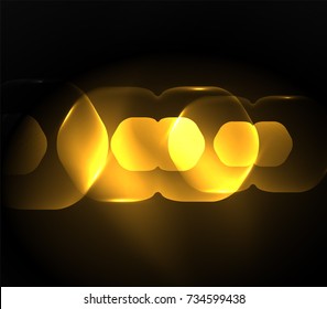 Blurred transparent hexagons on dark, digital abstract background. Hi-tech modern business or technology backdrop or presentation wallpaper