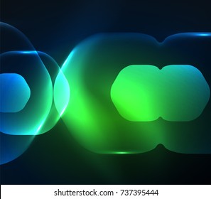 Blurred transparent hexagons on dark, digital abstract background. Hi-tech modern business or technology backdrop or presentation wallpaper