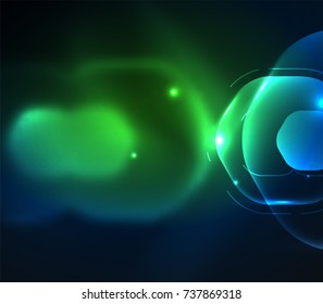 Blurred transparent hexagons on dark, digital abstract background. Hi-tech modern business or technology backdrop or presentation wallpaper