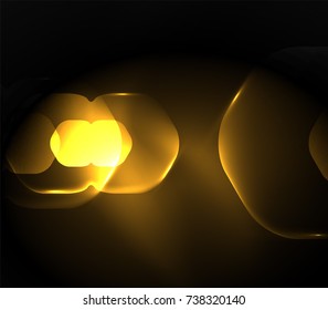 Blurred transparent hexagons on dark, digital abstract background. Hi-tech modern business or technology backdrop or presentation wallpaper