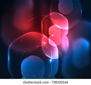 Blurred transparent hexagons on dark, digital abstract background. Hi-tech modern business or technology backdrop or presentation wallpaper