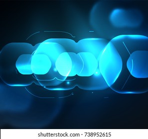 Blurred transparent hexagons on dark, digital abstract background. Hi-tech modern business or technology backdrop or presentation wallpaper
