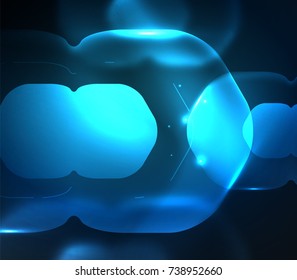 Blurred transparent hexagons on dark, digital abstract background. Hi-tech modern business or technology backdrop or presentation wallpaper