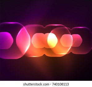 Blurred transparent hexagons on dark, digital abstract background. Hi-tech modern business or technology backdrop or presentation wallpaper