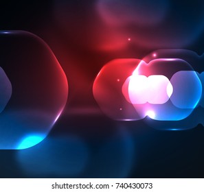 Blurred transparent hexagons on dark, digital abstract background. Hi-tech modern business or technology backdrop or presentation wallpaper