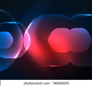 Blurred transparent hexagons on dark, digital abstract background. Hi-tech modern business or technology backdrop or presentation wallpaper