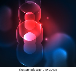 Blurred transparent hexagons on dark, digital abstract background. Hi-tech modern business or technology backdrop or presentation wallpaper