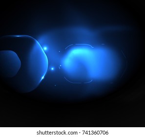 Blurred transparent hexagons on dark, digital abstract background. Hi-tech modern business or technology backdrop or presentation wallpaper
