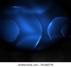 Blurred transparent hexagons on dark, digital abstract background. Hi-tech modern business or technology backdrop or presentation wallpaper