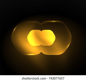 Blurred transparent hexagons on dark, digital abstract background. Hi-tech modern business or technology backdrop or presentation wallpaper