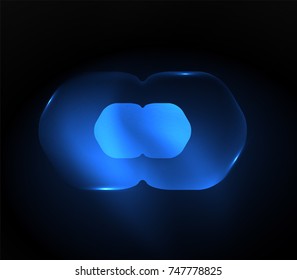 Blurred transparent hexagons on dark, digital abstract background. Hi-tech modern business or technology backdrop or presentation wallpaper