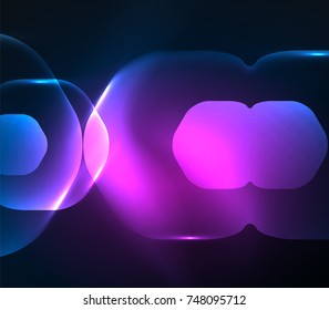 Blurred transparent hexagons on dark, digital abstract background. Hi-tech modern business or technology backdrop or presentation wallpaper