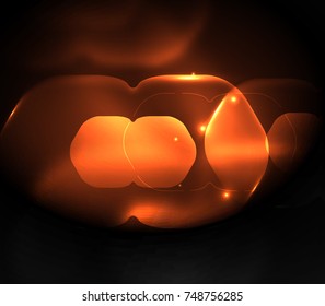 Blurred transparent hexagons on dark, digital abstract background. Hi-tech modern business or technology backdrop or presentation wallpaper