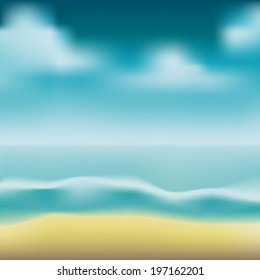 Blurred tropical stormy beach background vector illustration
