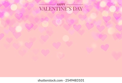 Día de San Valentín borroso, diseño de Vector de fondo del día de las madres con corazones y efecto bokeh, fondo bokeh en forma de corazón, Fondo de pantalla, tarjeta de felicitación, publicación en redes sociales, desenfocado, Ilustración vectorial.	