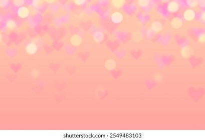 Día de San Valentín borroso, diseño de Vector de fondo del día de las madres con corazones y efecto bokeh, fondo bokeh en forma de corazón, Fondo de pantalla, tarjeta de felicitación, publicación en redes sociales, desenfocado, Ilustración vectorial.	