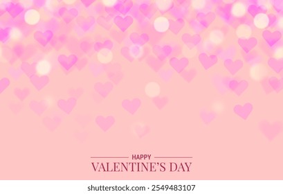 Día de San Valentín borroso, diseño de Vector de fondo del día de las madres con corazones y efecto bokeh, fondo bokeh en forma de corazón, Fondo de pantalla, tarjeta de felicitación, publicación en redes sociales, desenfocado, Ilustración vectorial.	