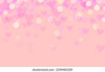 Día de San Valentín borroso, diseño de Vector de fondo del día de las madres con corazones y efecto bokeh, fondo bokeh en forma de corazón, Fondo de pantalla, tarjeta de felicitación, publicación en redes sociales, desenfocado, Ilustración vectorial.	